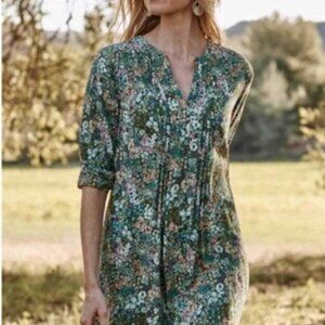 J Jill Green Floral Tunic Dress